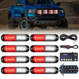 Nilight 8PCS Led Strobe Lights with Controller 12V 24V Sync Feature Red White Strobe Light 12 LED Surface Mount Emergency Hazard Warning Lights with Strobe Controller for Vehicle Car Truck RV ATV