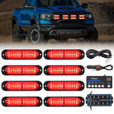 Led Strobe Light 8PCS Led Strobe Lights with Controller 12V 24V Sync Feature Red Strobe Light 12 LED Surface Mount Emergency Hazard Warning Lights with Strobe Controller for Vehicle Car Truck RV ATV