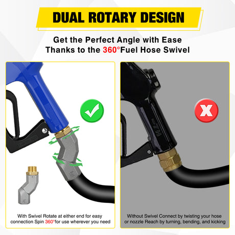 Nilight 3/4Inch NPT Fuel Nozzle with Fuel Hose Swivel, Automatic Shut Off Gas Pump Transfer Refilling Nozzle with Adjustable Speed Padlock for Gasoline, Kerosene, Diesel