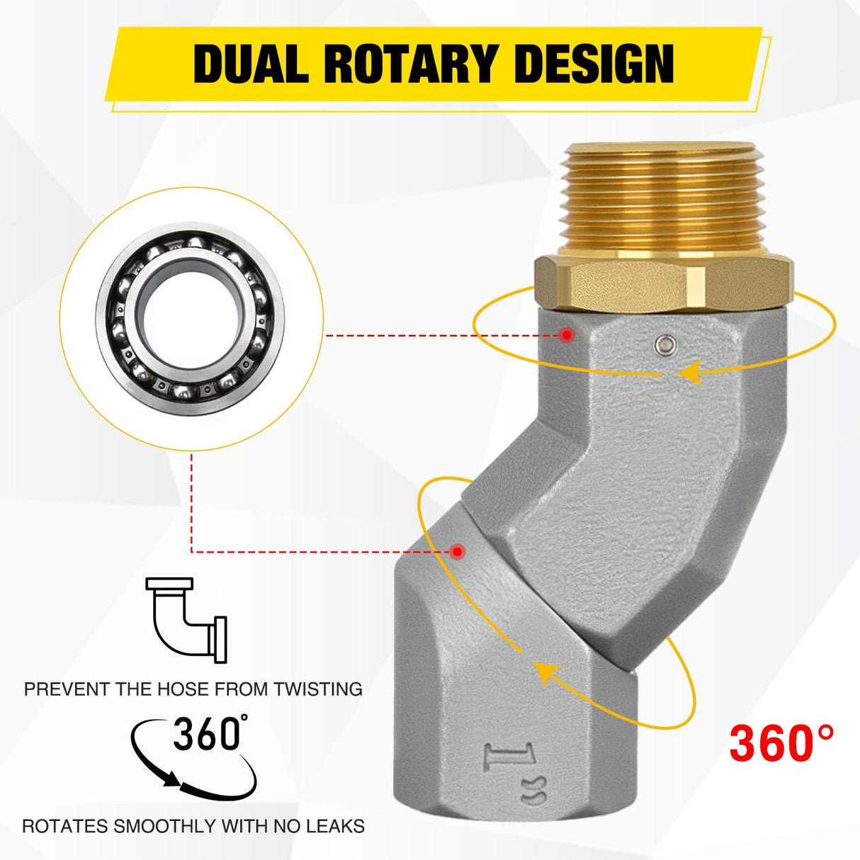Fuel Hose Swivel 1 Inch NPT Fuel Hose Swivel, 360 Rotating Connector for Fuel Transfer Hose Nozzle Pump Diesel Gasoline Kerosene