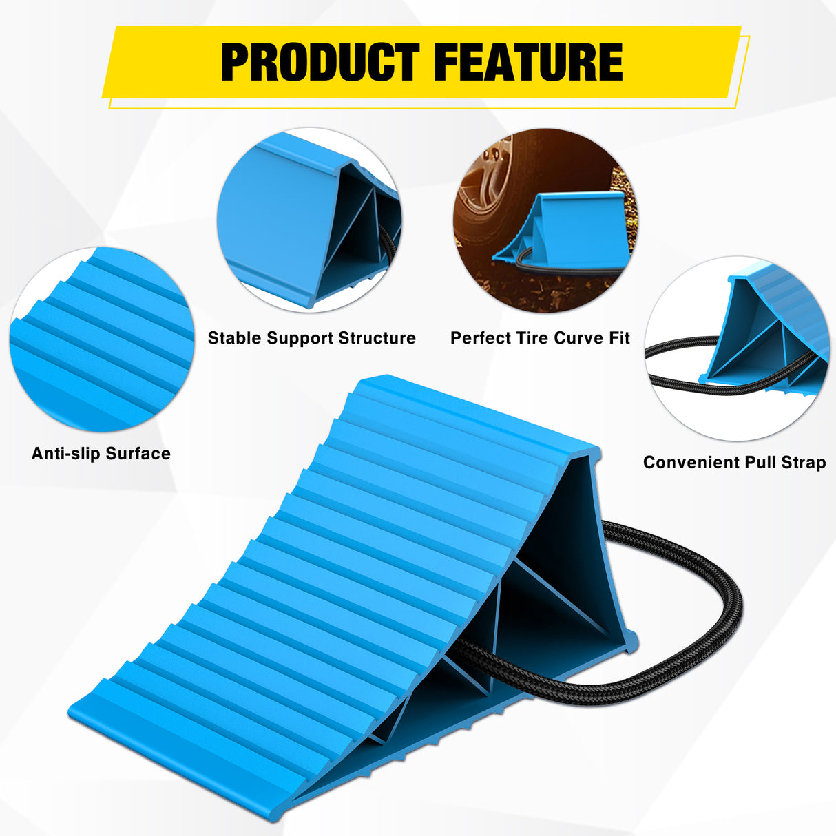 Nilight Wheel Chocks, Heavy Duty Wheel Stopper for Car, Truck, Trailer, RV, Caravan, Motorcycle, 8.3Inch x 9.2Inch x 4.7Inch, 2-Pack