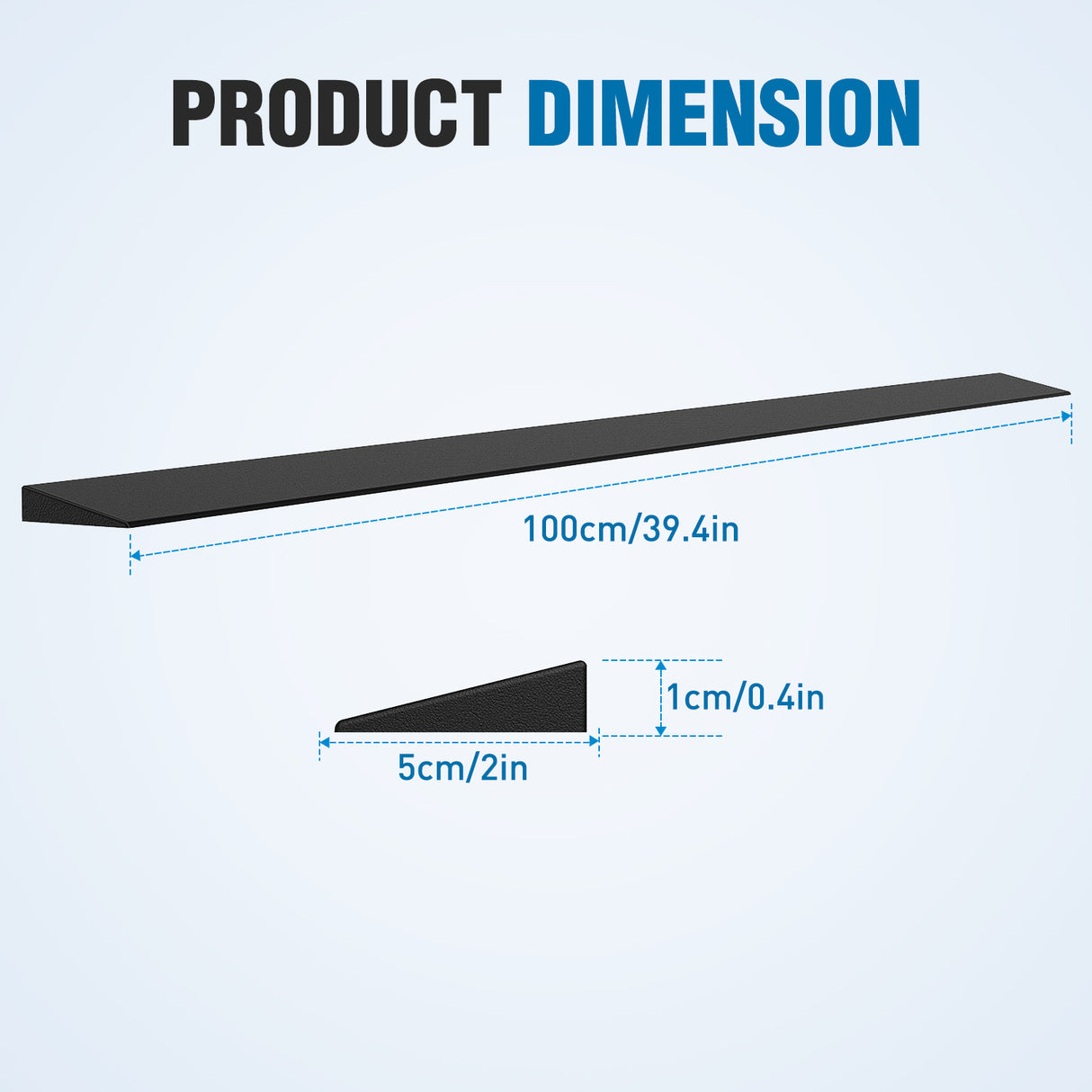 0.4Inch Rise Threshold Ramp for Doorways, 39.4Inch Wide Low Profile Cuttable Rubber Wheelchair Access Door Ramp for Doorway, Curb, Home Steps, Bathroom