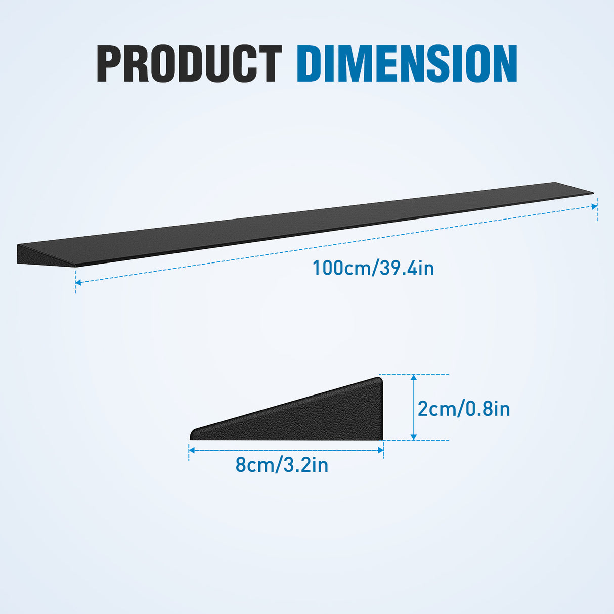 0.8Inch Rise Threshold Ramp for Doorways, 39.4Inch Wide Low Profile Cuttable Rubber Wheelchair Access Door Ramp for Doorway, Curb, Home Steps, Bathroom