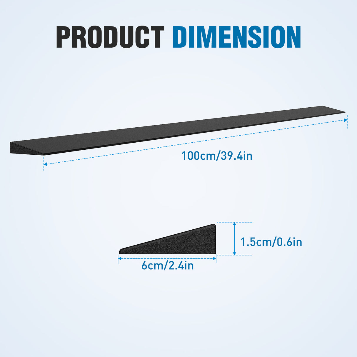 0.6Inch Rise Threshold Ramp for doorways, 39.4Inch Wide Low Profile Cuttable Rubber Wheelchair Access Door Ramp for Doorway, Curb, Home Steps, Bathroom