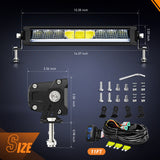 LED Light Bar with Amber DRL 2 PCS 45 W 12.2 Inch Single Row Slim 4980 LM Anti-Glare Flood Spot Combo IP68 Offroad Driving Lights w/ 16AWG DT Wiring Kit for Pickup Truck SUV ATV UTV 4x4 Jeep