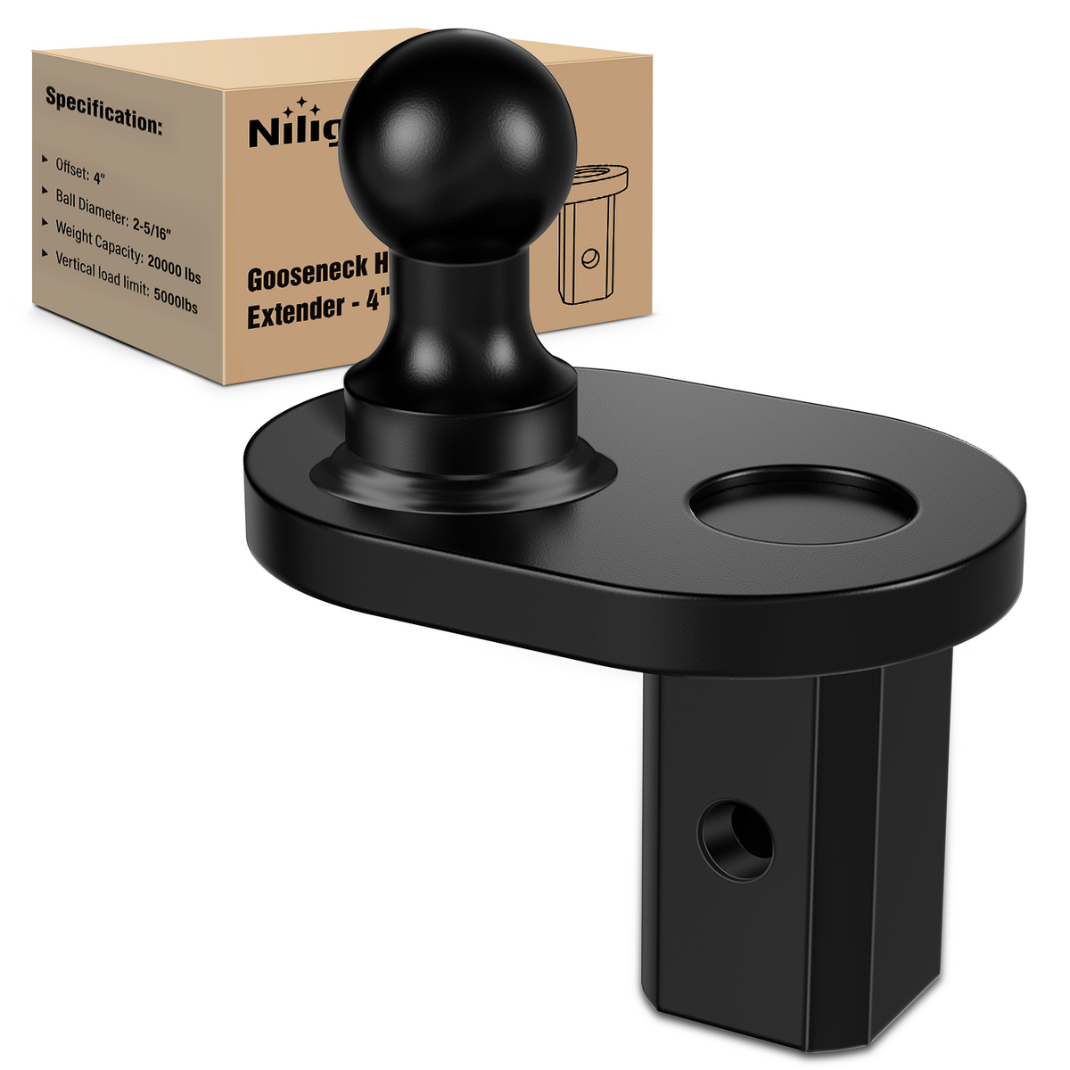 Gooseneck Ball Extender - GNXA4085, 4Inch Offset Ball Compatible with ...