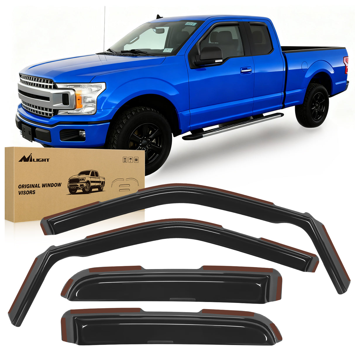4pcs Rain Guards for Ford F150 Raptor 2015 2016 2017 2018 2019 2020 Super Cab, F250 F350 F450 F550 Super Duty 2017 2017 2019 2020 2021 2022 2023 Super Cab
