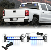 12LED Emergency Strobe Traffic Advisor Light Bar 2 in 1 Blue White Dash Warning Safety Flashing Lights Front/Rear Windshield Construction Lights for Trucks Cars Plow Police Vehicles