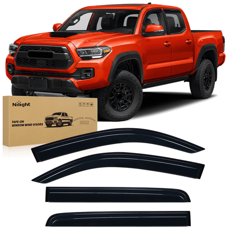 Nilight Window Rain Guards for Toyota Tacoma Double Cab 2016 2017 2018 2019 2020 2021 2022 2023, Out-Channel Window Visors Vent Wind Deflectors-4PCS