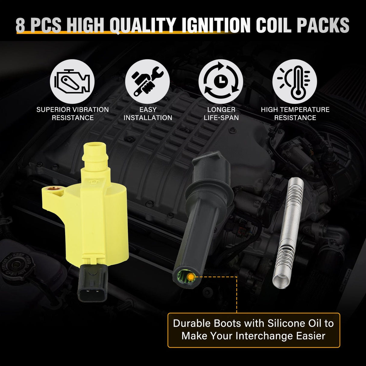ignition coil pack 8pcs Ignition Coil Pack DG508 DG457 DG472 Straight Boot Ignition Coils Fit for Ford CROWN F150 F250 F350 450 EXPEDITION EXPLORER ECONOLINE EXCURSION 1998-2003 05-14 4.6L 5.4L V8 DG491 FD503