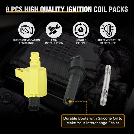 ignition coil pack 8pcs Ignition Coil Pack DG508 DG457 DG472 Straight Boot Ignition Coils Fit for Ford CROWN F150 F250 F350 450 EXPEDITION EXPLORER ECONOLINE EXCURSION 1998-2003 05-14 4.6L 5.4L V8 DG491 FD503