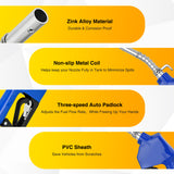 Nilight 3/4Inch NPT Fuel Nozzle with Fuel Hose Swivel, Automatic Shut Off Gas Pump Transfer Refilling Nozzle with Adjustable Speed Padlock for Gasoline, Kerosene, Diesel