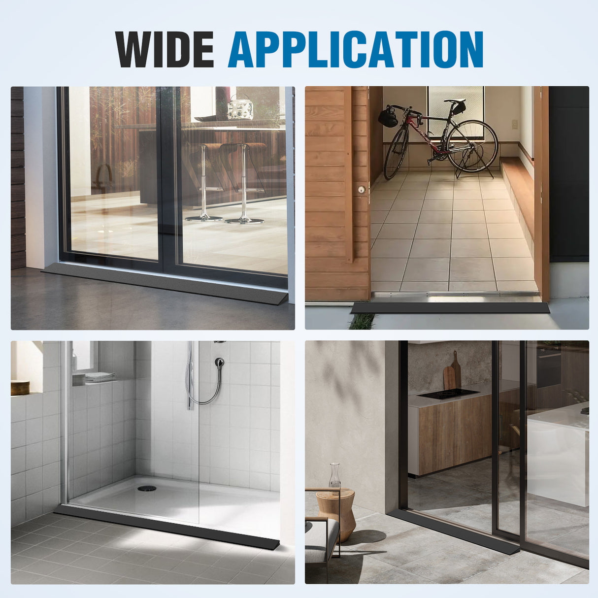 1Inch Rise Threshold Ramp for Doorways, 39.4Inch Wide Low Profile Cuttable Rubber Wheelchair Access Door Ramp for Doorway, Curb, Home Steps, Bathroom