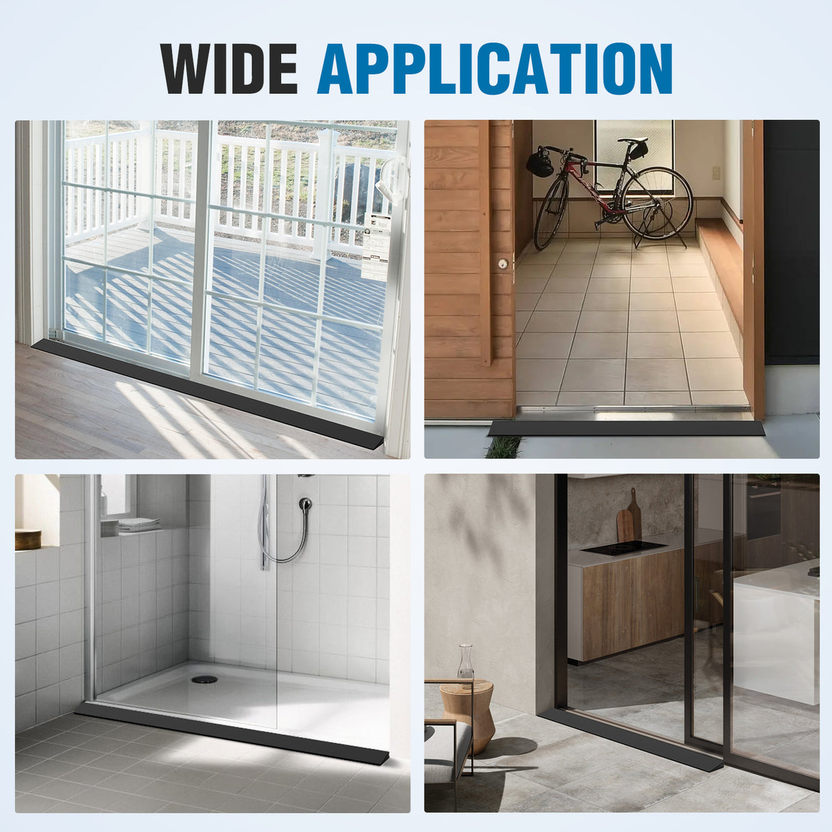 0.6Inch Rise Threshold Ramp for doorways, 39.4Inch Wide Low Profile Cuttable Rubber Wheelchair Access Door Ramp for Doorway, Curb, Home Steps, Bathroom