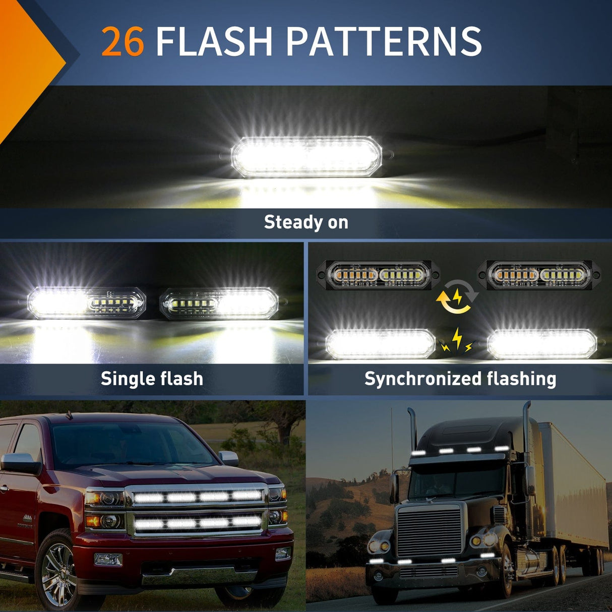 Nilight 8PCS 12LED White Emergency Strobe Lights