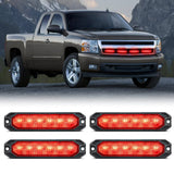 Nilight 4PCS 6 LED Red Emergency Warning Strobe Lights