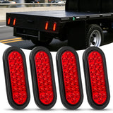 6 Inch Oval Red 24Leds Trailer Tail Lights 4Pcs