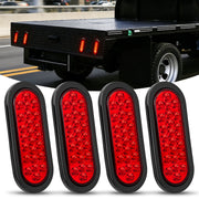 6 Inch Oval Red 24Leds Trailer Tail Lights 4Pcs
