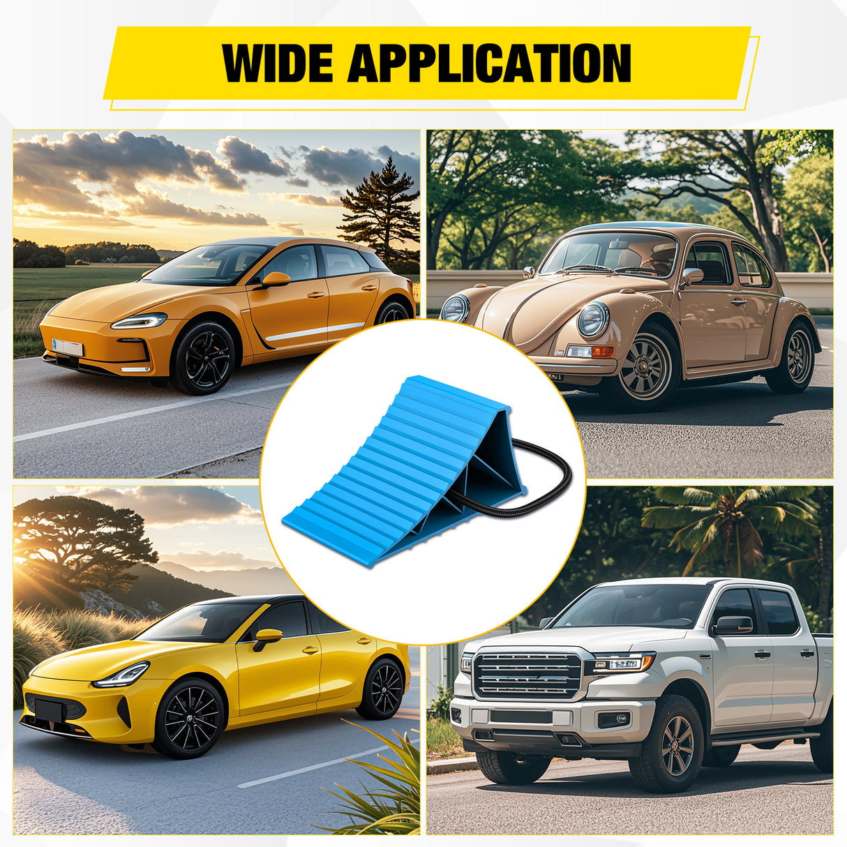 Nilight Wheel Chocks, Heavy Duty Wheel Stopper for Car, Truck, Trailer, RV, Caravan, Motorcycle, 8.3Inch x 9.2Inch x 4.7Inch, 2-Pack