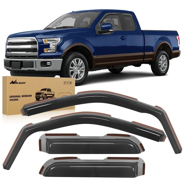 2004- 2014 Ford F150 Rain Guards Acrylic 4Pcs Nilight