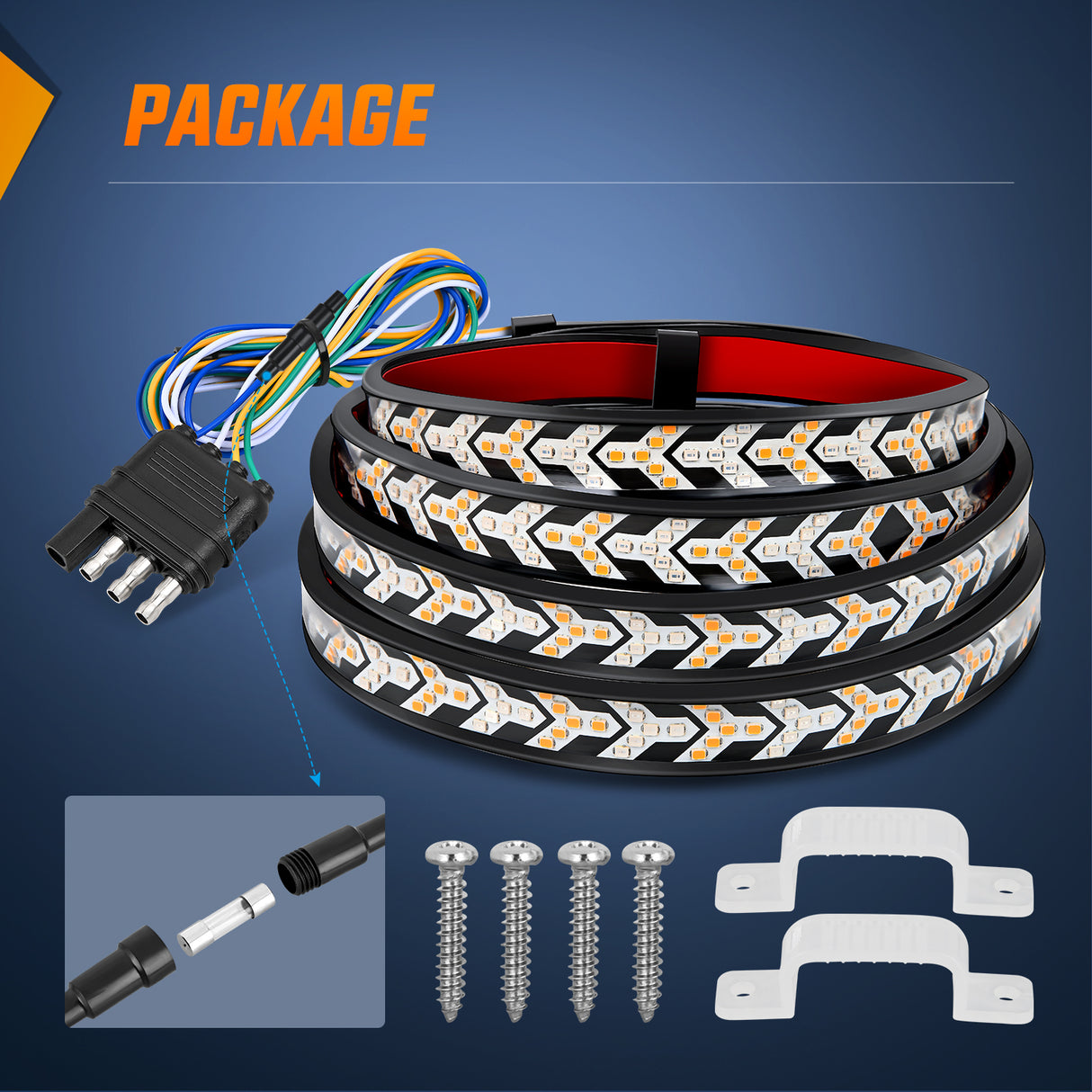Led light Strip Truck Tailgate Light Strip 60Inch Arrow 540 LED with Red Running Brake Lights Amber Turn Signals Strobe Lights