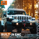 LED Light Bar with Amber DRL 2 PCS 45 W 12.2 Inch Single Row Slim 4980 LM Anti-Glare Flood Spot Combo IP68 Offroad Driving Lights w/ 16AWG DT Wiring Kit for Pickup Truck SUV ATV UTV 4x4 Jeep