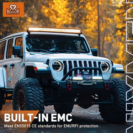 Nilight LED Light Bar with Amber DRL 2 PCS 30 W 9 Inch Single Row Slim 3365 LM Anti-Glare Spot Beam IP68 Offroad Driving Lights w/ 16AWG DT Wiring Kit for Pickup Truck SUV ATV UTV Boat 4x4 Jeep