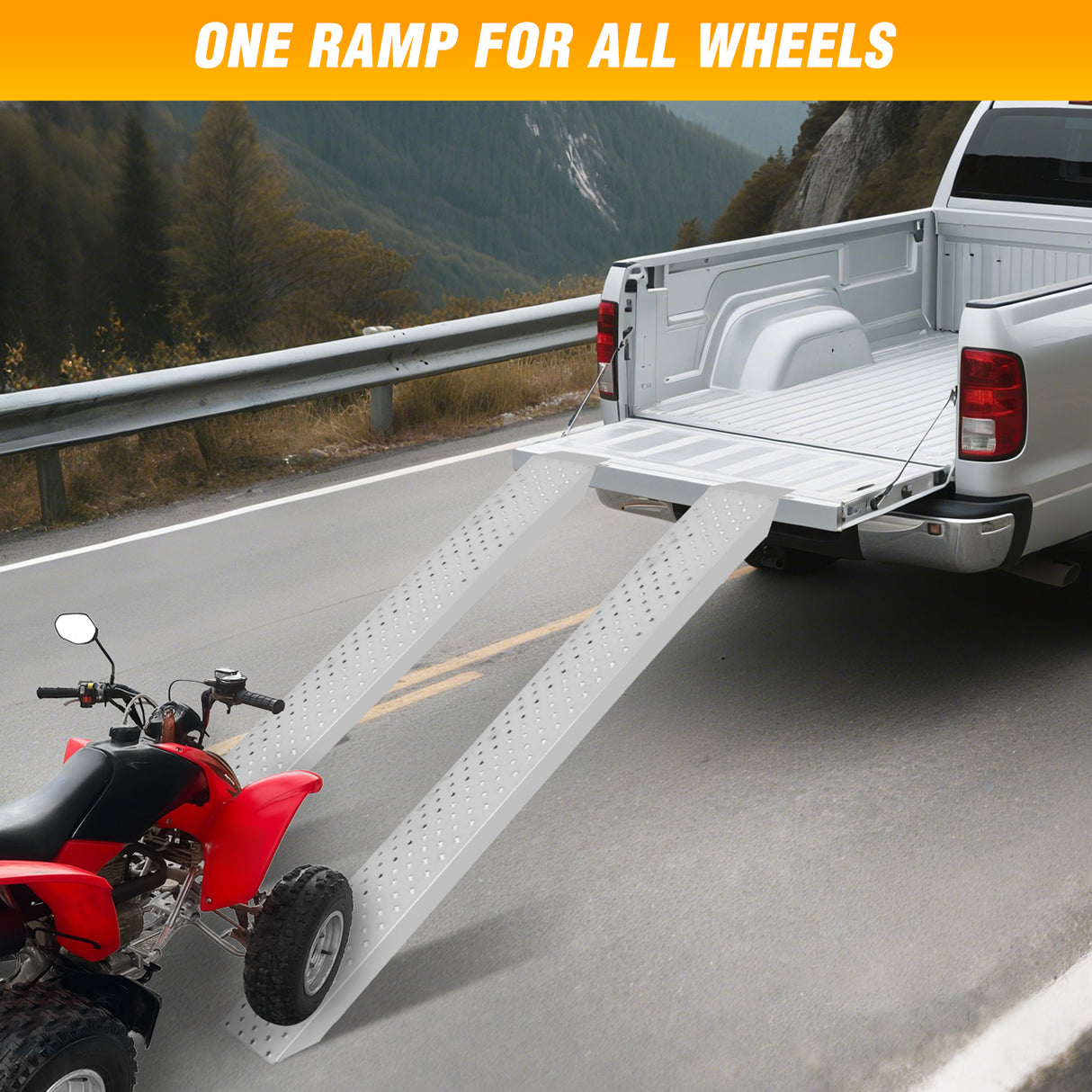 Loading Ramps, 62.6Inch x 9Inch Heavy Duty Steel Trailer Ramp, 880lbs Capacity for Hand Truck, Motorcycle, Riding Mower, ATVs & 4-Wheel Equipment, 2 Pack