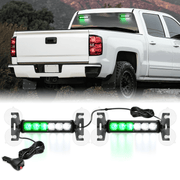 12LED Emergency Strobe Traffic Advisor Light Bar 2 in 1 Green White Dash Warning Safety Flashing Lights Front/Rear Windshield Construction Lights for Trucks Cars Plow Police Vehicles