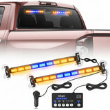 162 LED Traffic Advisor Strobe Light Bar 2-in-1 Amber Blue Emergency Warning Hazard Lights with Controller 4 Switchable Color 36 Flash Pattern for Trucks Cars Tow Plow Construction Vehicles