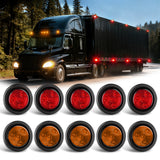 Side Marker Clearance Lights 2 Inch Red Amber Round Side Marker Light (10 Pcs)