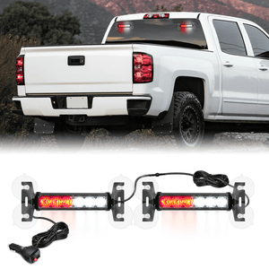 12LED Emergency Strobe Traffic Advisor Light Bar 2 in 1 Red White Dash Warning Safety Flashing Lights Front/Rear Windshield Construction Lights for Trucks Cars Plow Police Firefighter Vehicles