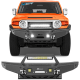 2007-2014 Toyota FJ Cruiser Front Bumper Winch Plate Offroad 120W Light Bar 18W LED Light Pods 2 D-Rings