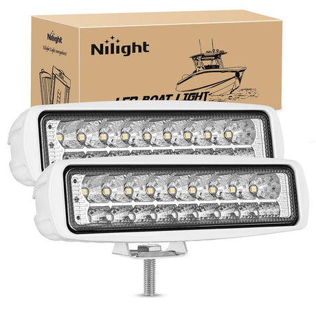 Nilight 6 Inch 54W Flood White Case Blue Led Work Lights (Pair)