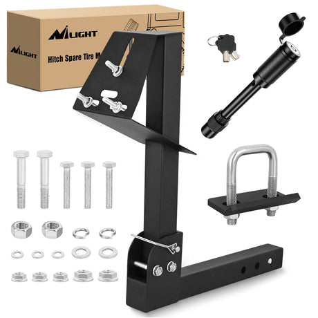Nilight Trailer Hitch Spare Tire Carrier Adjustable Hitch Spare Tire Mount for Truck SUV ATV UTV for 2 Inch Receiver Fits 4 & 5 & 6 Lugs Trailer Wheels