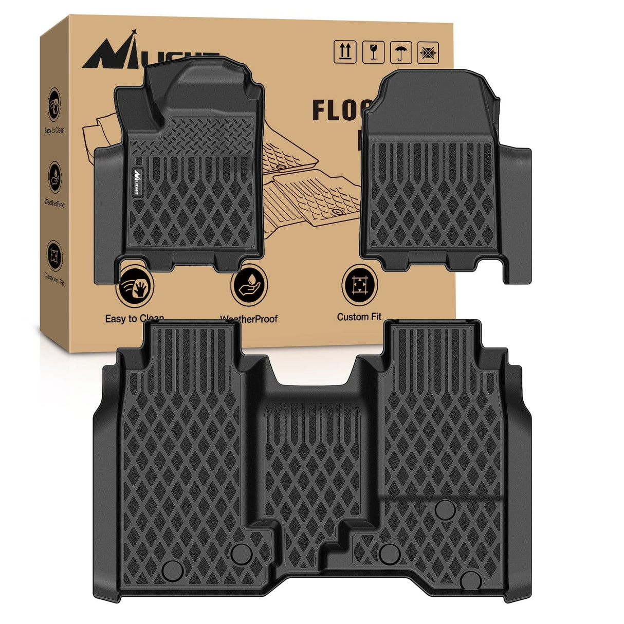 Nilight 2024 2025 2026 TPE Floor Mats for Chevy Chevrolet Silverado EV WT All Weather Custom Fit Heavy Duty Floor Liners