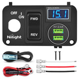 Nilight Golf Cart Key Switch Console Panel 9V-48V DC with Forward Reverse 3PIN Rocker Switches 4.8A Dual USB Quick Charger LED Digital Voltmeter for EZGO TXT PDS