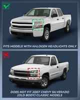 Nilight Headlight and Taillight Assembly Compatible with 2007 2008 2009 2010 2011 2012 2013 Silverado 1500 2007-2014 Silverado 2500HD 3500HD Chrome Housing Amber Reflector with Red Housing Tail Light