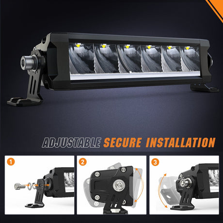 Nilight LED Light Bar with Amber DRL 2 PCS 30 W 9 Inch Single Row Slim 3365 LM Anti-Glare Spot Beam IP68 Offroad Driving Lights w/ 16AWG DT Wiring Kit for Pickup Truck SUV ATV UTV Boat 4x4 Jeep