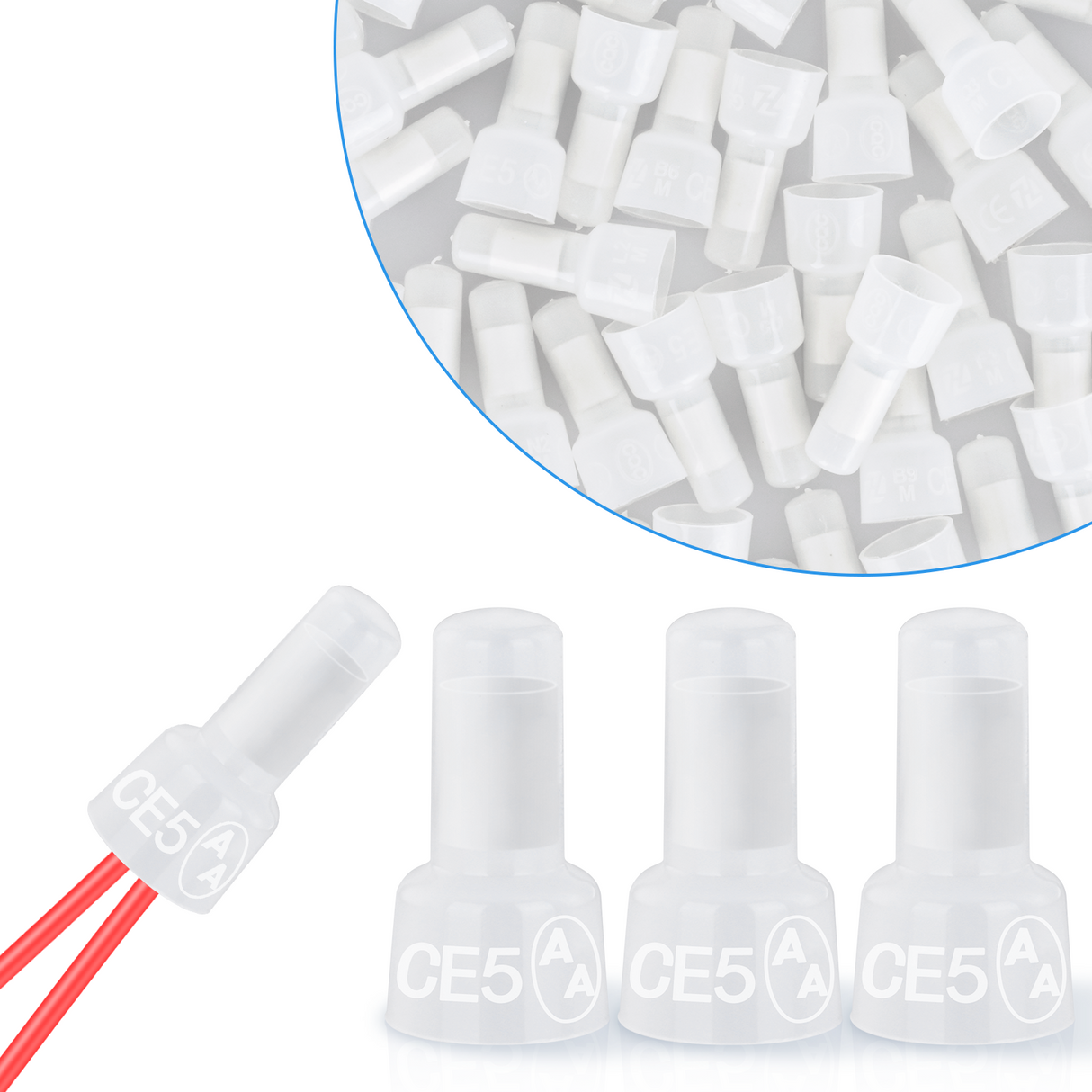 Nilight 300PCS CE5 Closed End Crimp Terminal 12-10 Gauge Nylon Insulated Closed End Wire Cap Wire Connectors Crimp Cap Terminals Connectors for Automotive Car Truck Boats Marine Electrical Wiring