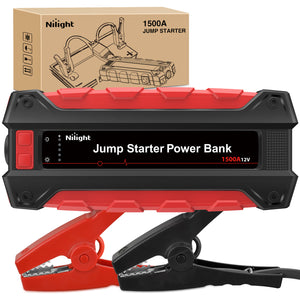 1500A Car Battery Jump Starter for Up to 7.0L Gas & 5.5L Diesel Engines 12V Portable Jump Start Booster Pack Jump Box with Jumper Cables DC Output and LED Light