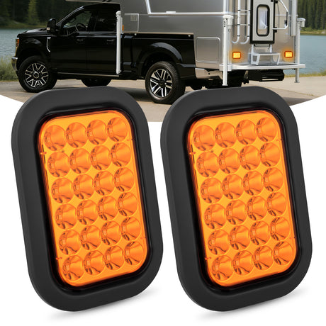 Tail Brake Turn Reverse Lights 2 Pcs 5 X 3 Inch 24 Led Amber Rectangular Trailer Tail Light