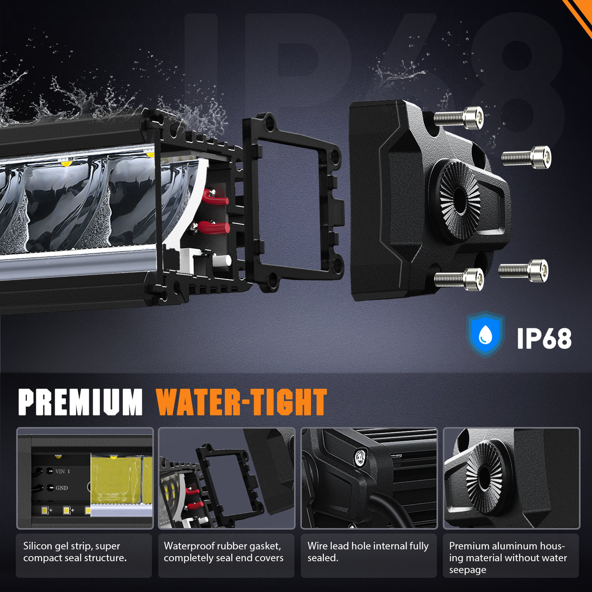 LED Light Bar with Amber DRL 2 PCS 15 W 5.3 Inch Single Row 1680 LM Anti-Glare Spot Offroad Slim Driving Lights IP68 w/ 16AWG DT Wiring Kit for Pickup Truck SUV ATV UTV Boat 4x4 Jeep