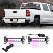 12LED Emergency Strobe Traffic Advisor Light Bar 2 in 1 Purple White Dash Warning Safety Flashing Lights Front/Rear Windshield Construction Lights for Trucks Cars Plow Police Vehicles