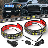 Nilight 2PCS 24 inch Truck Grille Strobe Lights Strip 384 LED Emergency Light Blue White Flexible Side Flashing Warning Caution Safety Waterproof Lighting Kit for Trucks Tow Plow Construction Vehicles

