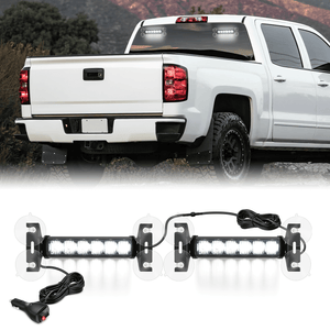 12LED Emergency Strobe Traffic Advisor Light Bar 2 in 1 White Dash Warning Safety Flashing Lights Front/Rear Windshield Construction Lights for Trucks Cars Plow Police Firefighter Vehicles