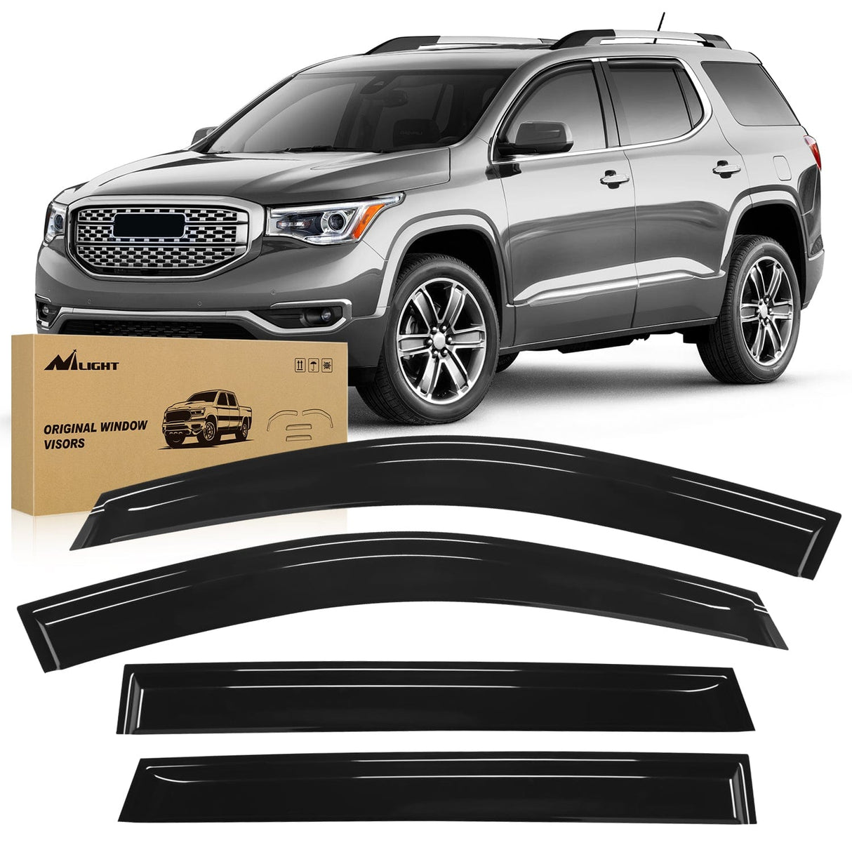 Nilight 4pcs Rain Guards For GMC Terrain 2010 2011 2012 2013 2014 2015 2016 2017