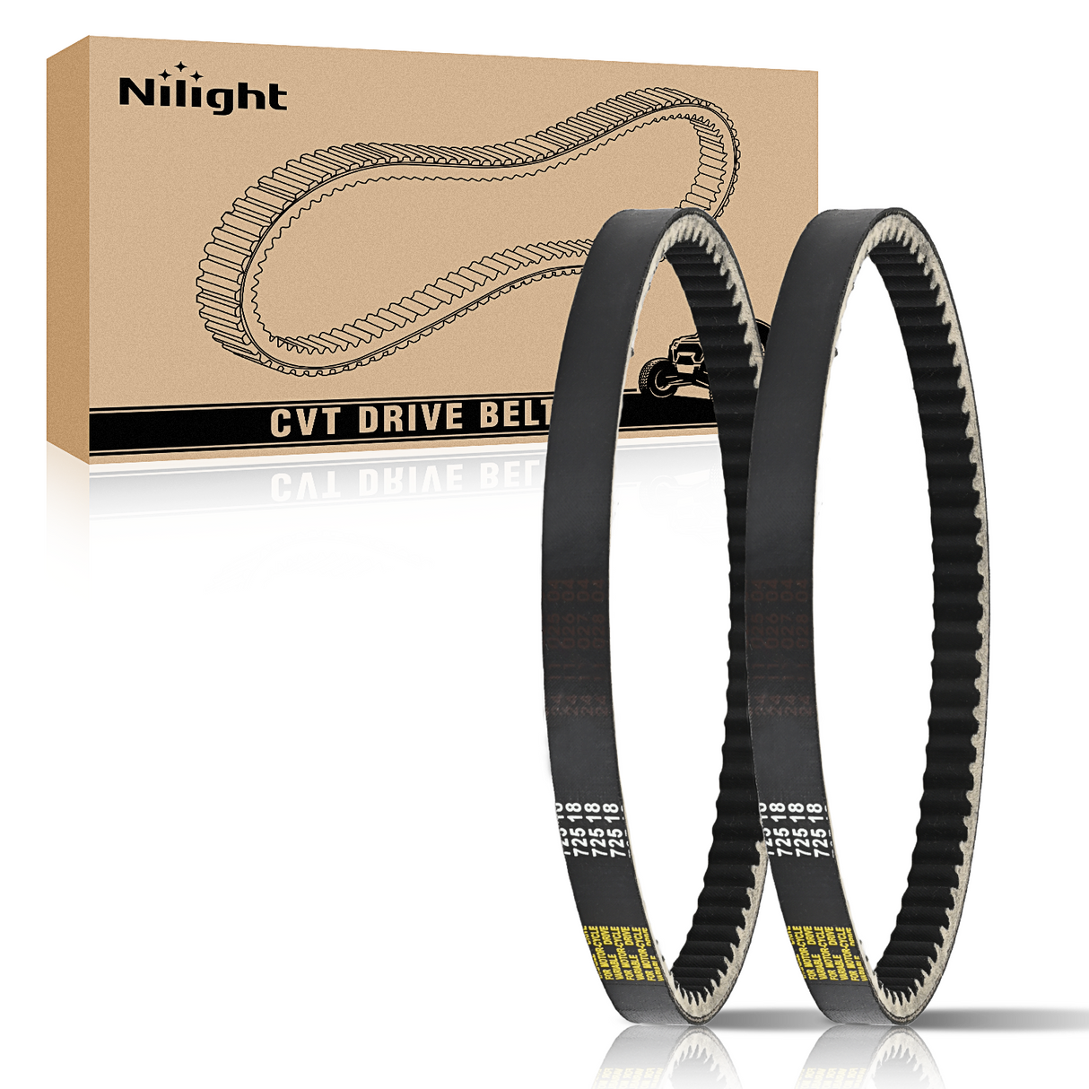 Nilight 725 Go Kart Drive Belt Fit for Hammerhead 80T Mudhead 208R 14704 Trailmaster Mid Karts MB200 XRX Mud Head Go Kart 6.5HP Engine 30 Series Torque Converter Belt Replacement 9.100.018-725, 2 Pack