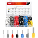 accessory 1900PCS Wire Ferrule Terminals Kit AWG 22 20 18 16 14 12 10 Gauge Crimp Connectors Nylon Insulated Pin Cord End Insert Type for Single Double Electric