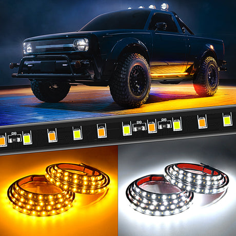 Nilight 48inch Truck LED Running Board Lights 2 PCS Side Maker Light with White Courtesy & Sequential Amber Turn Signal Lighting Strips Kit for Trucks Pickup SUV
